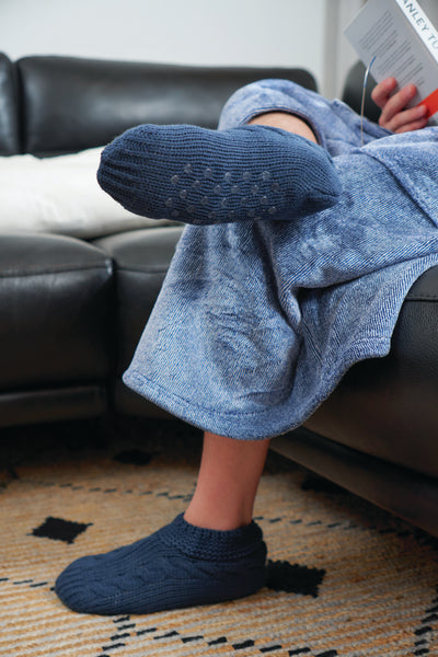 Men's Slouchy Slippers - Navy Blue